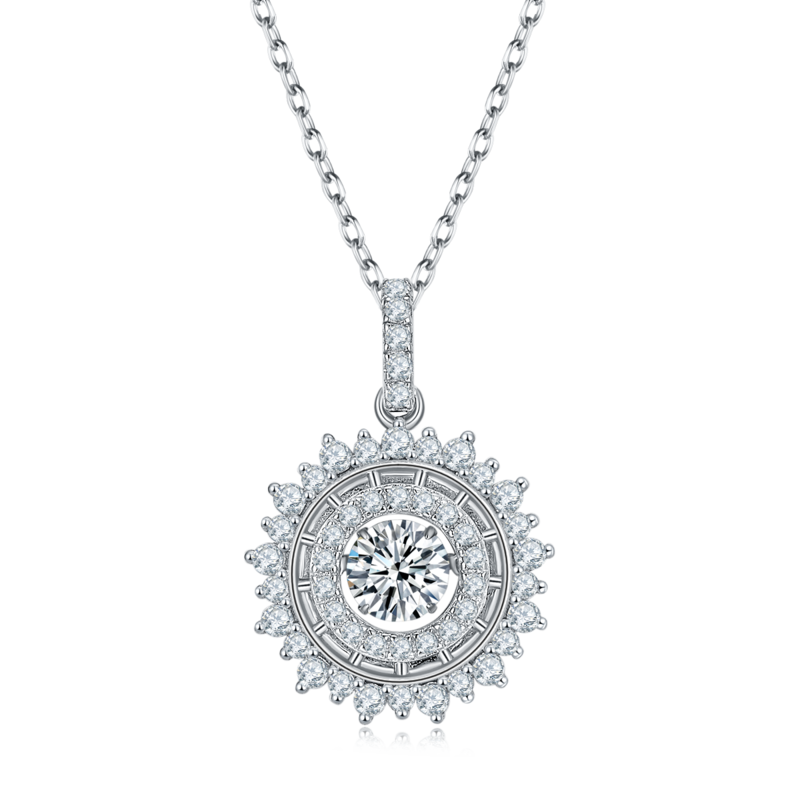 Dynamic and Shining S925 Silver Plated Platinum Moissanite Diamond Necklace 50 Points D-Class